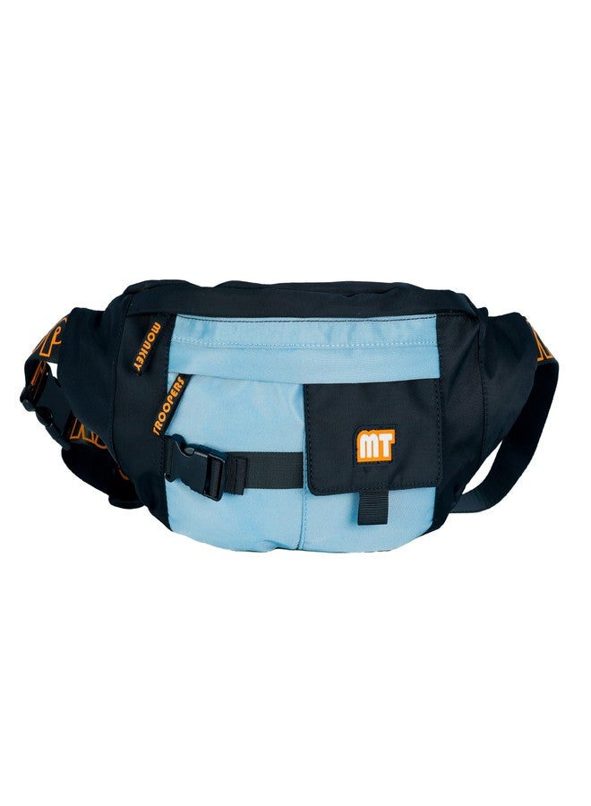 MONKEY TROOPERS Savage Waist Bag, Fanny Pack, for Men Women, Cross Body Sling Chest Bag for Hiking, Travel, Outdoor Sports, Cycling, Adjustable Strap, Ultra-Light & Durable, Ipad Bag (Black-Blue) - Image 1